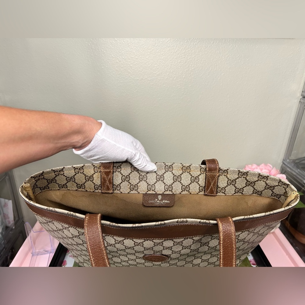 Authentic Gucci Beige and Brown Monogram Tote - Picture 6 of 10